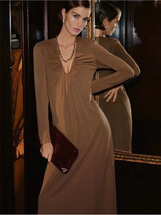 dolan Dresses & Skirts - Dolan Left Coast Long-Sleeve Plunge Knit Maxi Dress Small